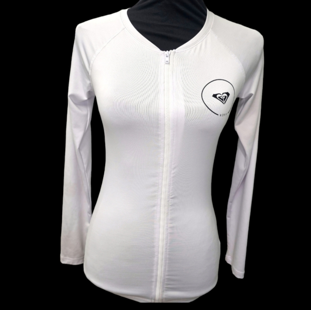 NWOT RoxyEssential Zip-Front Long Sleeves Rashguard - Picture 2 of 10